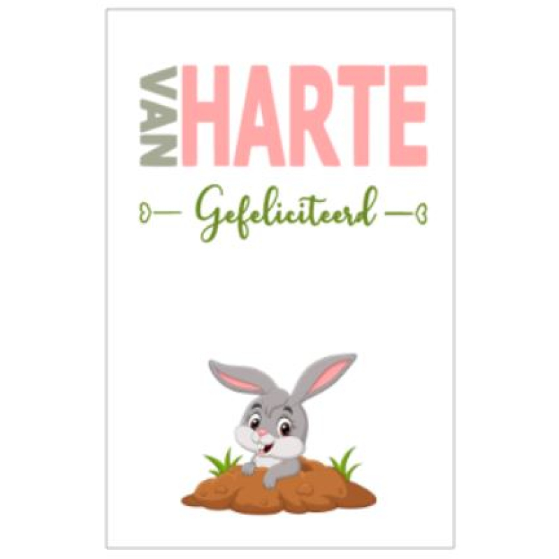 Gefeliciteerd konijn - kaart